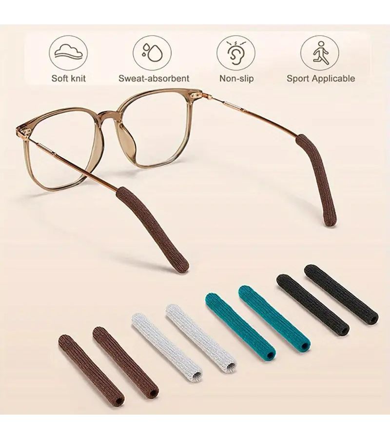 Brown Six-Piece Soft Anti-Slip Eyeglass Ear Cushions with Non-Slip Clips for Comfortable Glasses Wear - Image 2