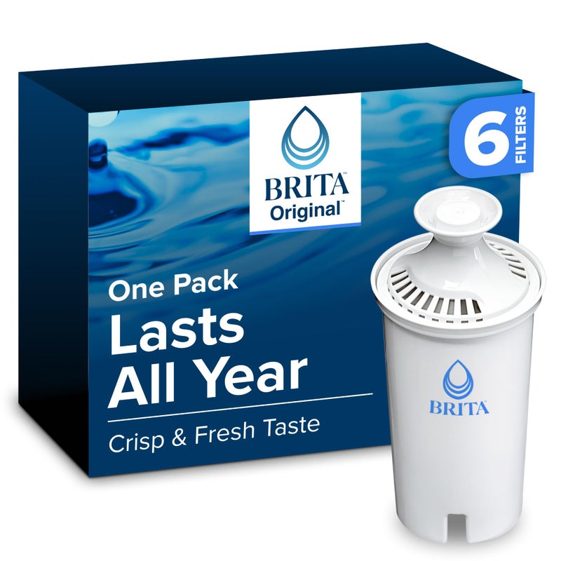 Brita Standard Water Filter for Pitchers and Dispensers, Reduces Copper, Cadmium and Mercury Impurities, Lasts Two Months or 40 Gallons, Includes 6 Filters for Pitchers - Image 1