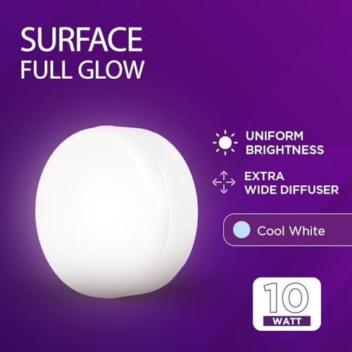 EcoLink 10W Surface LED Ceiling Light | Surface Full Glow Ceiling Light for Home & Hall | Surface Lights for Ceiling | Cool Day Light, Pack of 1 - Image 2