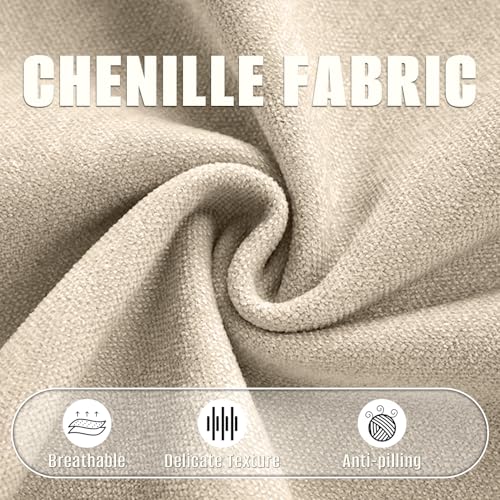 M Mute Touch 58" x 40" Chenille Fabric | Soft Luxury for Home Decor & Fashion | Crafting Cozy Comfort & Timeless Elegance (Beige) - Image 4