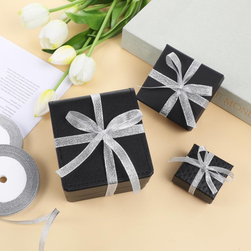 Exircy 3/8 Inch Silver Glitter Ribbon 50yard (2rolls) Sparkly Metallic Fabric Ribbons Silver Organza Shimmer Sheer Ribbon for Gifts DIY Party Wrapping Wedding Decoration and Crafts - Image 5