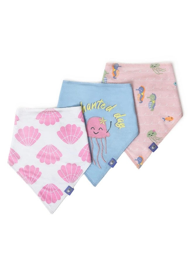 Mi Arcus 100% Cotton Knitted Triangle Feeding, Drool Bib with Snap Button Closure for Baby Boys, Girls, Newborns, and Toddlers,Cotton,Gifting 0-3 Months Pack of 3 - Image 3