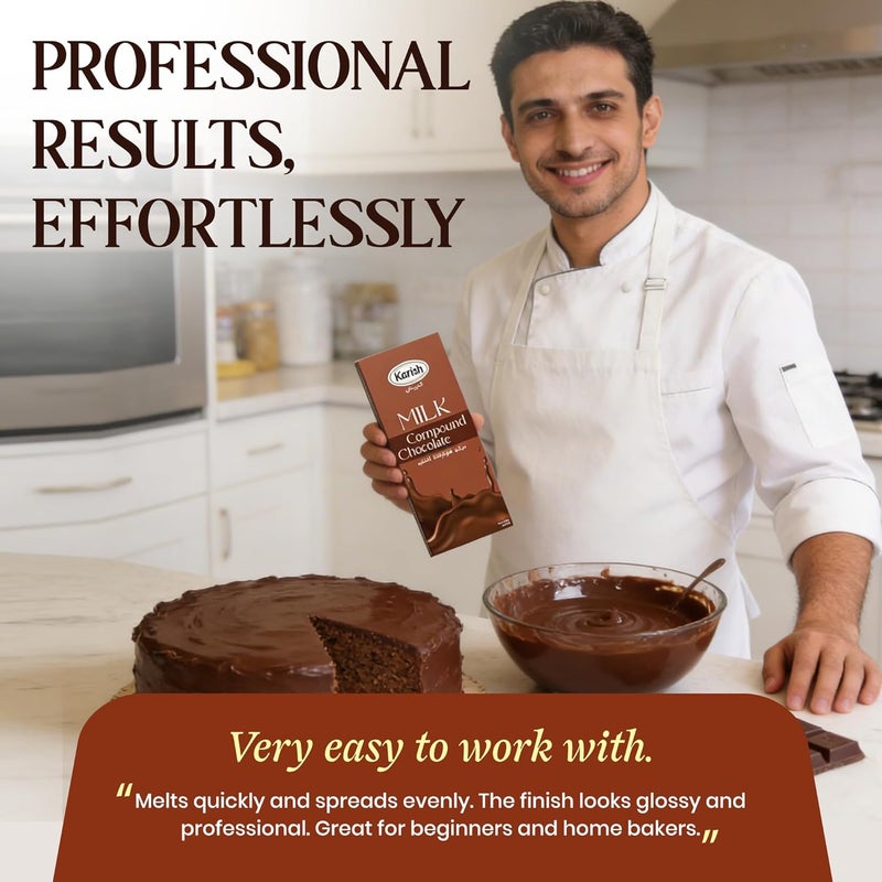 Karish Milk Compound Chocolate Block 490g – Rich Cocoa Flavor, Smooth Melt Chocolate Bar – Premium Dubai Inspired Dessert Chocolate for Baking, Molding & Gifting - Image 4