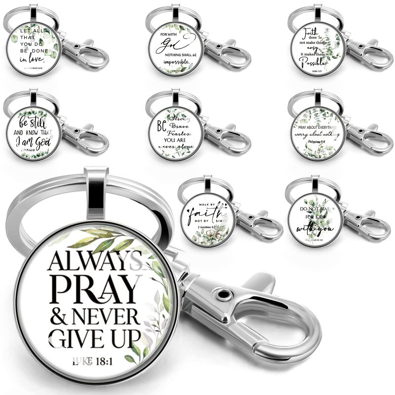 Fumete 36 Pcs Christian Keychain Bulk Bible Verse Religious Keychain Scripture Inspirational Gift for Women Church Sunday School (Leaf Style) - Image 1