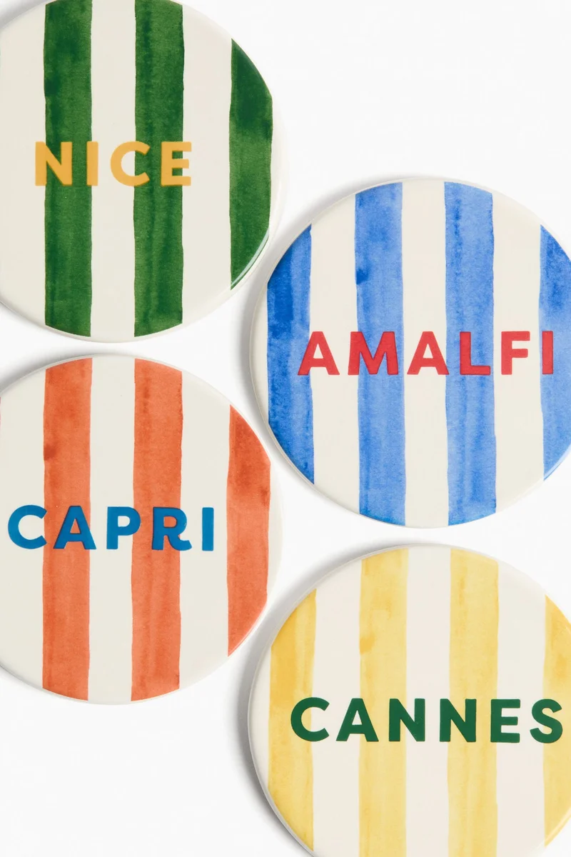 اتش اند ام قاعدة أكواب من البورسلين - عبوة من 4 قطع