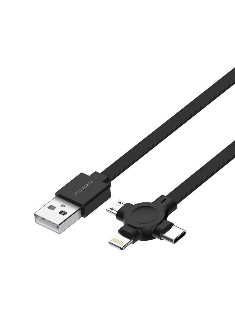 Cellairis 3-in-1 Flat Cable 1M- Black - Image 3