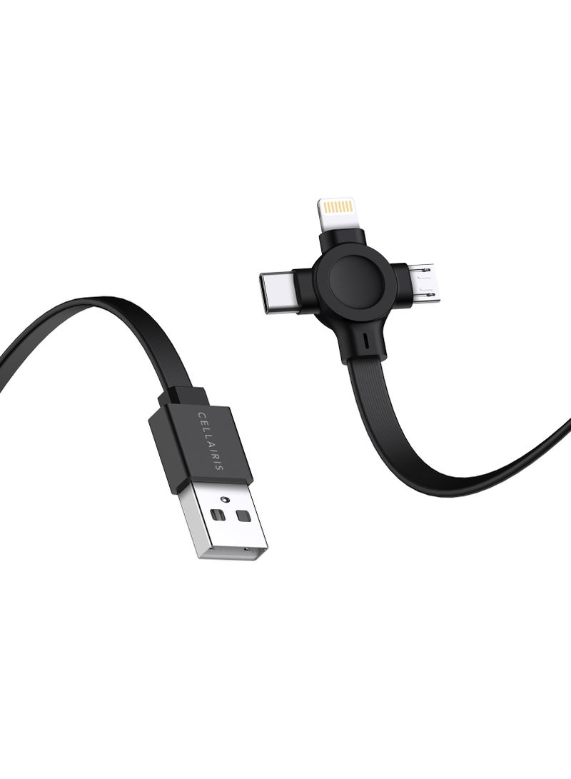 Cellairis 3-in-1 Flat Cable 1M- Black - Image 2