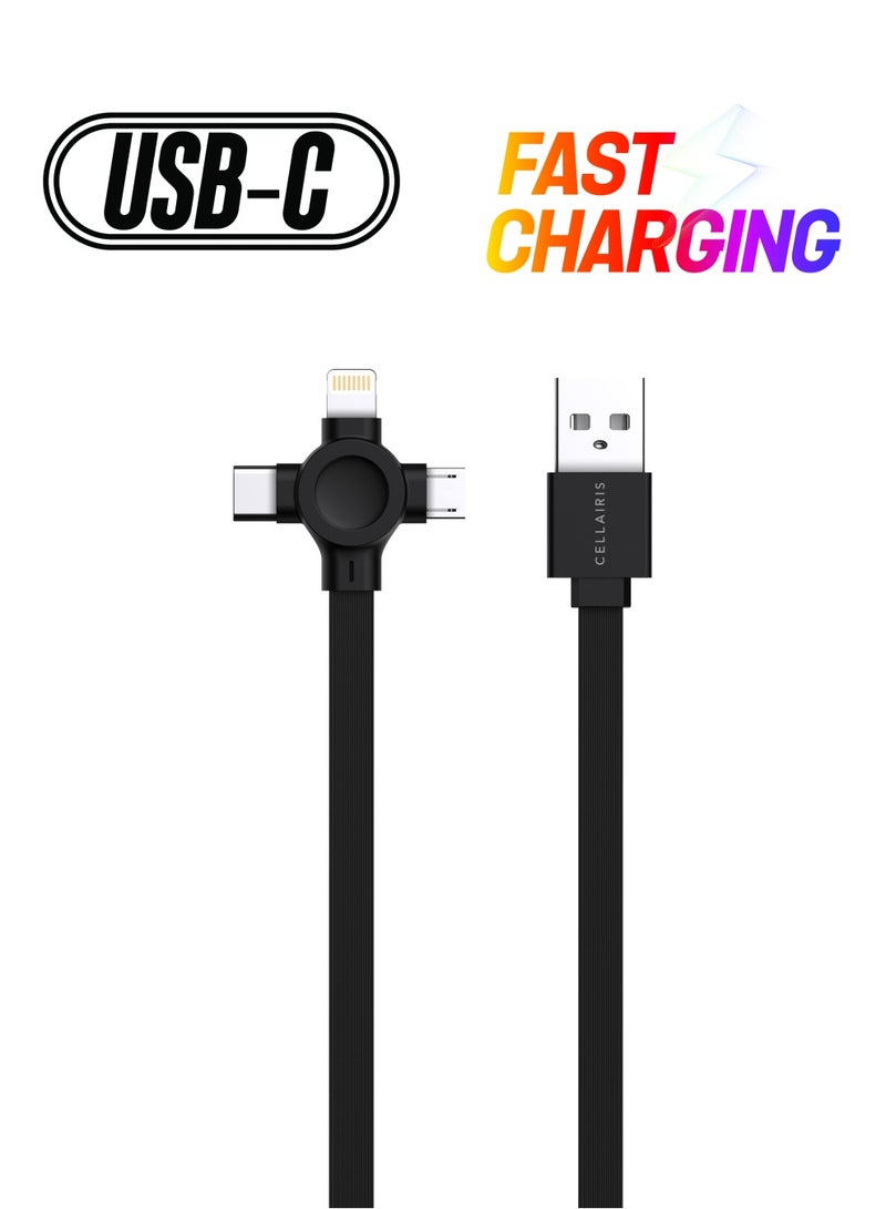 Cellairis 3-in-1 Flat Cable 1M- Black - Image 1