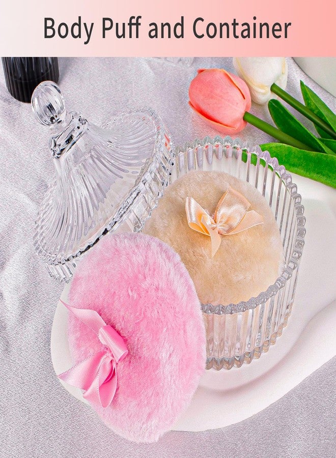 Gsteng Large Body Powder Puffs and Containers, Crystal Clear Powder Container with Soft Power Puffs, Reusable Dusting Powder Case with Washable Velvet Face Body Glitter Puffs Wet and Dry Makeup - Image 3