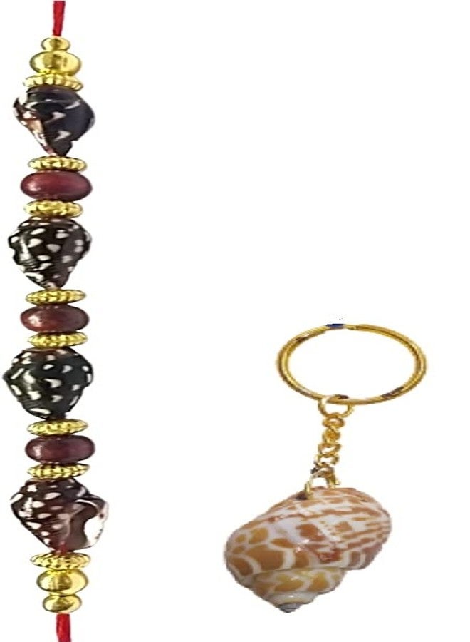 KRISHNA Rakhi for brother bhaiya kids designer for rakshabandhan with shankh Beads rakhi and Key chain as Gift
