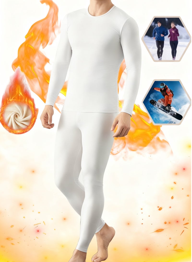 ناكسي فلاي مجموعة ملابس داخلية حرارية للرجال، ملابس داخلية حرارية ناعمة عالية الجودة، قميص شتوي، مجموعة من الجزء العلوي والسفلي للرجال، مناسبة للحياة اليومية والرياضات الخارجية (أبيض) - Image 1