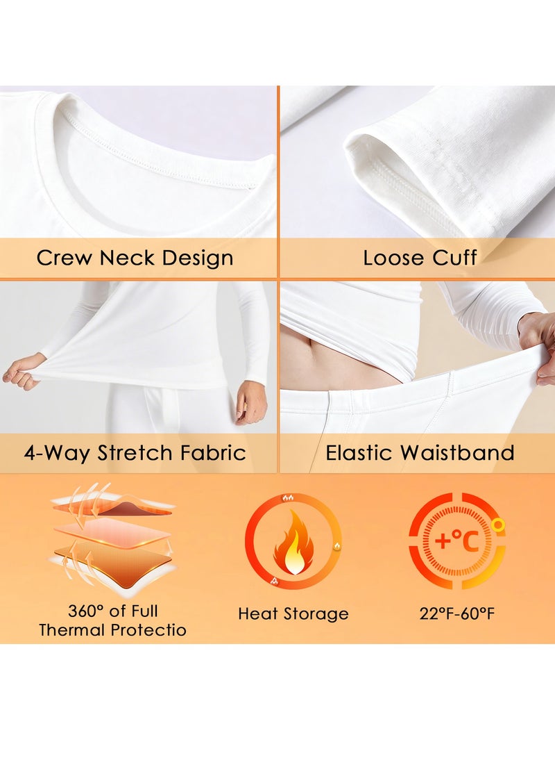 ناكسي فلاي مجموعة ملابس داخلية حرارية للرجال، ملابس داخلية حرارية ناعمة عالية الجودة، قميص شتوي، مجموعة من الجزء العلوي والسفلي للرجال، مناسبة للحياة اليومية والرياضات الخارجية (أبيض) - Image 4