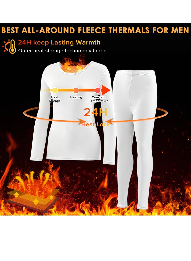 ناكسي فلاي مجموعة ملابس داخلية حرارية للرجال، ملابس داخلية حرارية ناعمة عالية الجودة، قميص شتوي، مجموعة من الجزء العلوي والسفلي للرجال، مناسبة للحياة اليومية والرياضات الخارجية (أبيض) - Image 5