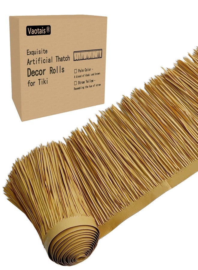 Vaotais Premium Mexican Style Artificial Palm Thatch Roof Rolls. 5 Lengths, 2 Colors. Waterproof. Easy Install. Ideal for Tiki Bars, Parties, Gardens & Fences (4ft x 16in - Straw Yellow) - Image 1