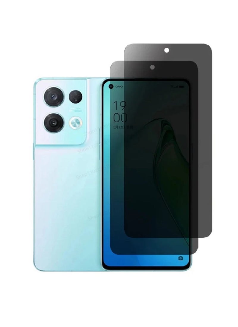 Super 2 Pieces Tempered Glass Screen Protector Anti-Spy Privacy  Designed For Oppo Reno8 Pro Full Screen Coverage And Bubble Free - Image 1