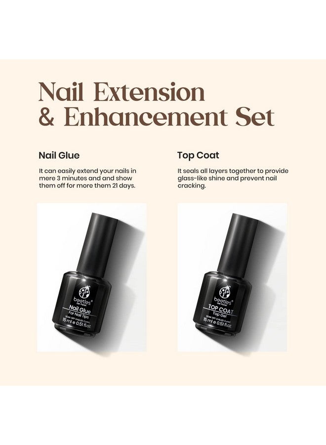 beetles Gel Polish 5 in 1 Nail Glue and No Wipe Top Coat Kit 2PCS 15ML for Gel Nails Easy Nail Extension Gel, Soak Off LED Gel Shine Finish and Long Lasting - Image 5