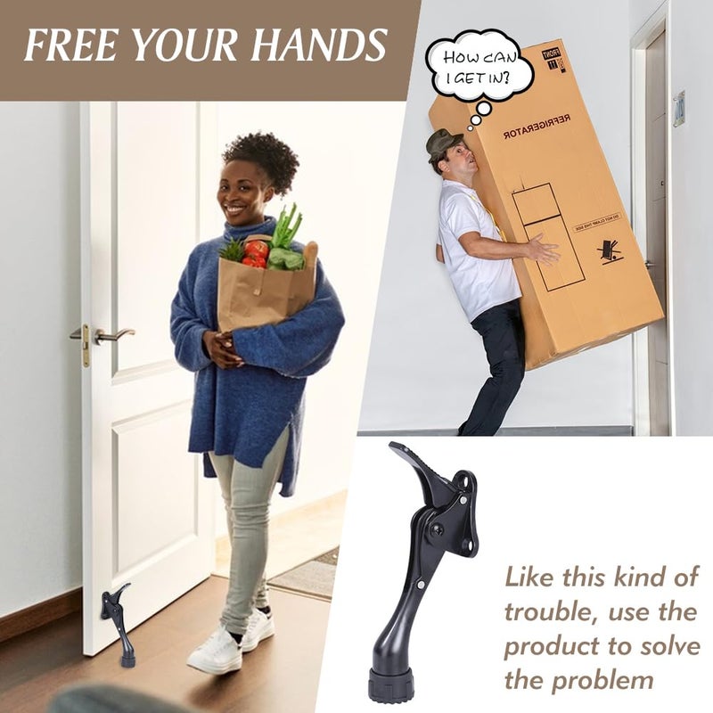 KXIPB Kickdown Door Stopper 4Inches - One Packs One Touch Adjustable Height Door Stop for The Bottom of Door The Bottom of Door Aluminum Alloy Metal Door Stopper with Rubber Tip Black - Image 4