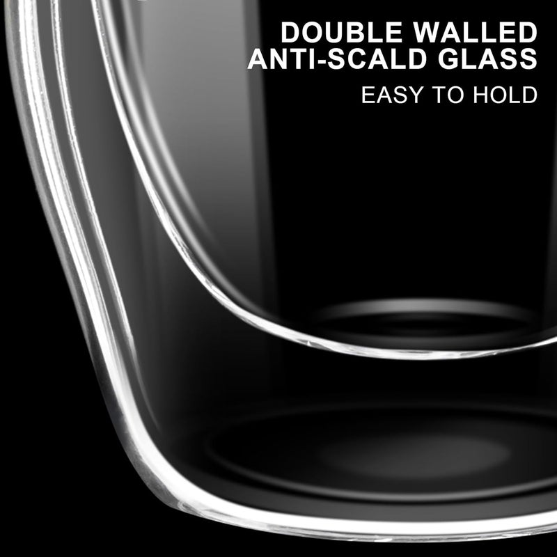 PARACITY طقم أكواب إسبريسو من 2، أكواب إسبريسو مزدوجة الجدران مع مقبض، سعة 2.5 أونصة من زجاج البورسليكات العالي، ملحقات إسبريسو - Image 2