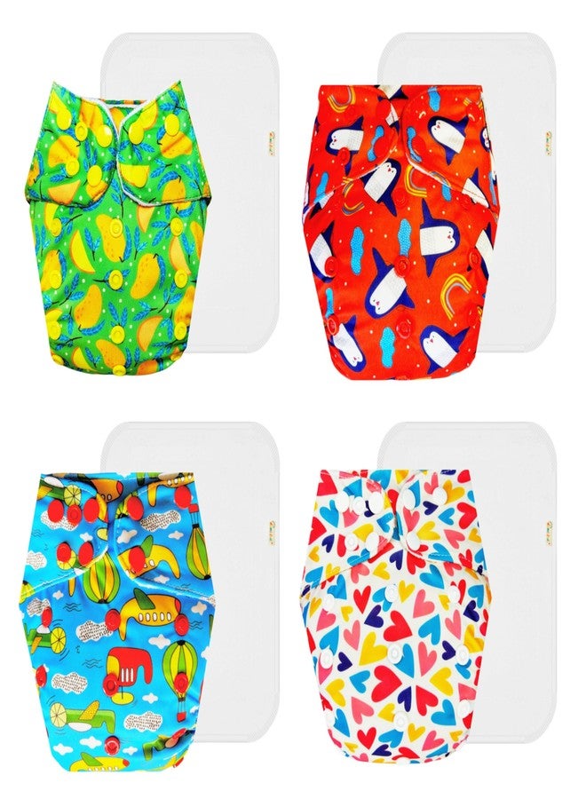 حفاضات دمبلدو القماشية الممتازة مع حشوة قطنية (عبوة من 4) | مضادة للحساسية | قابلة لإعادة الاستخدام والغسل | سهلة التنظيف | مثالية للأطفال الصغار | من 3 أشهر إلى 3 سنوات | للجنسين - Image 1