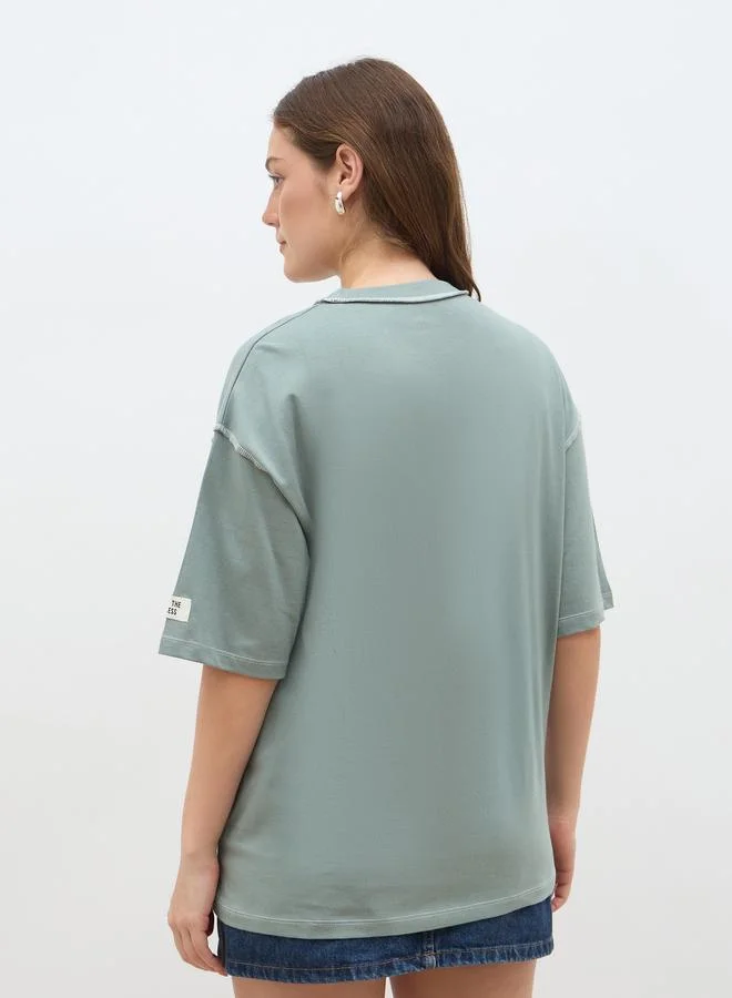 Styli Oversized 100% Cotton T-Shirt with Stitch Detail