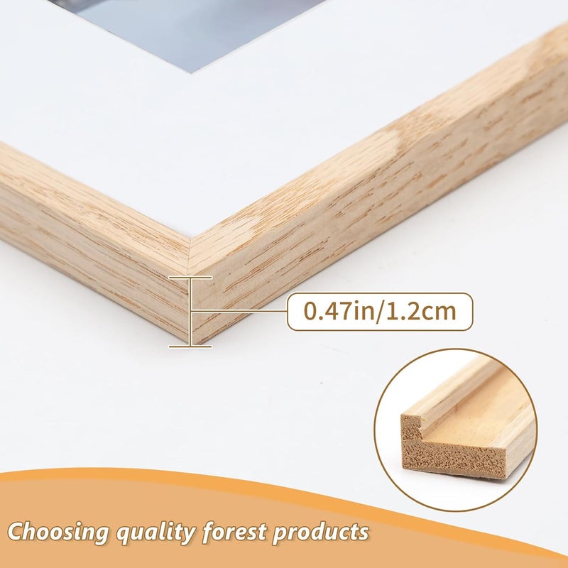 ATOBART إطار صور 11x14، إطار من خشب البلوط الصلب 8x10 مع حصيرة أو 5x7 مع حصيرتين أو 11x14 بدون حصيرة مع زجاج بليكسيجلاس، إطار 11x14 لعرض الأعمال الفنية والصور والملصقات، هدية عيد ميلاد وعيد الميلاد، مجموعة من 4 - Image 5