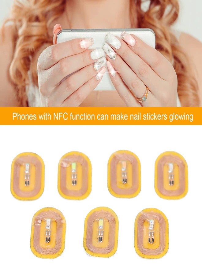فلفيل 7 ملصقات لتزيين الأظافر مزودة بإضاءة بتقنية NFC، ملصقات ذكية ذاتية اللصق لتصميم فن الأظافر، تجارة الجملة - Image 2