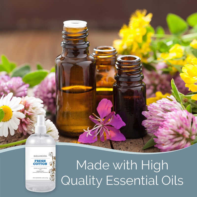 SMELLS BEGONE Air Freshener Home and Linen Spray - Odor Eliminator - Made with Essential Oils - Fresh Cotton Scent - 2 Pack - 16 Ounce - Image 4