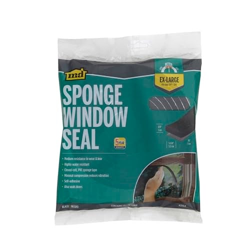 M-D Building Products 43154 3/8 in. x 1-1/4 in. x 10 ft. Black Sponge Window Seal for Ex-Large Gaps - Image 4