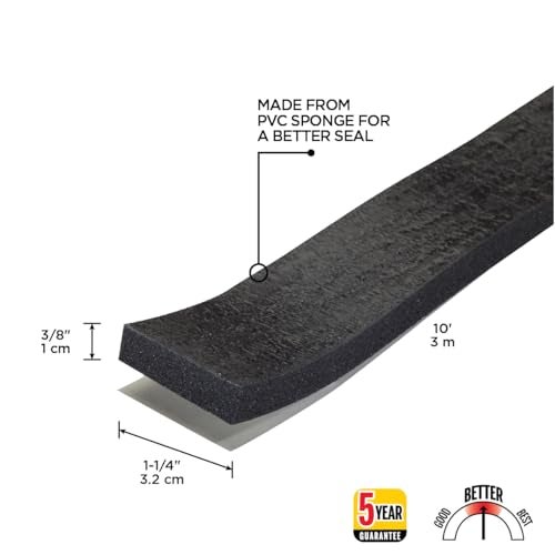 M-D Building Products 43154 3/8 in. x 1-1/4 in. x 10 ft. Black Sponge Window Seal for Ex-Large Gaps - Image 2