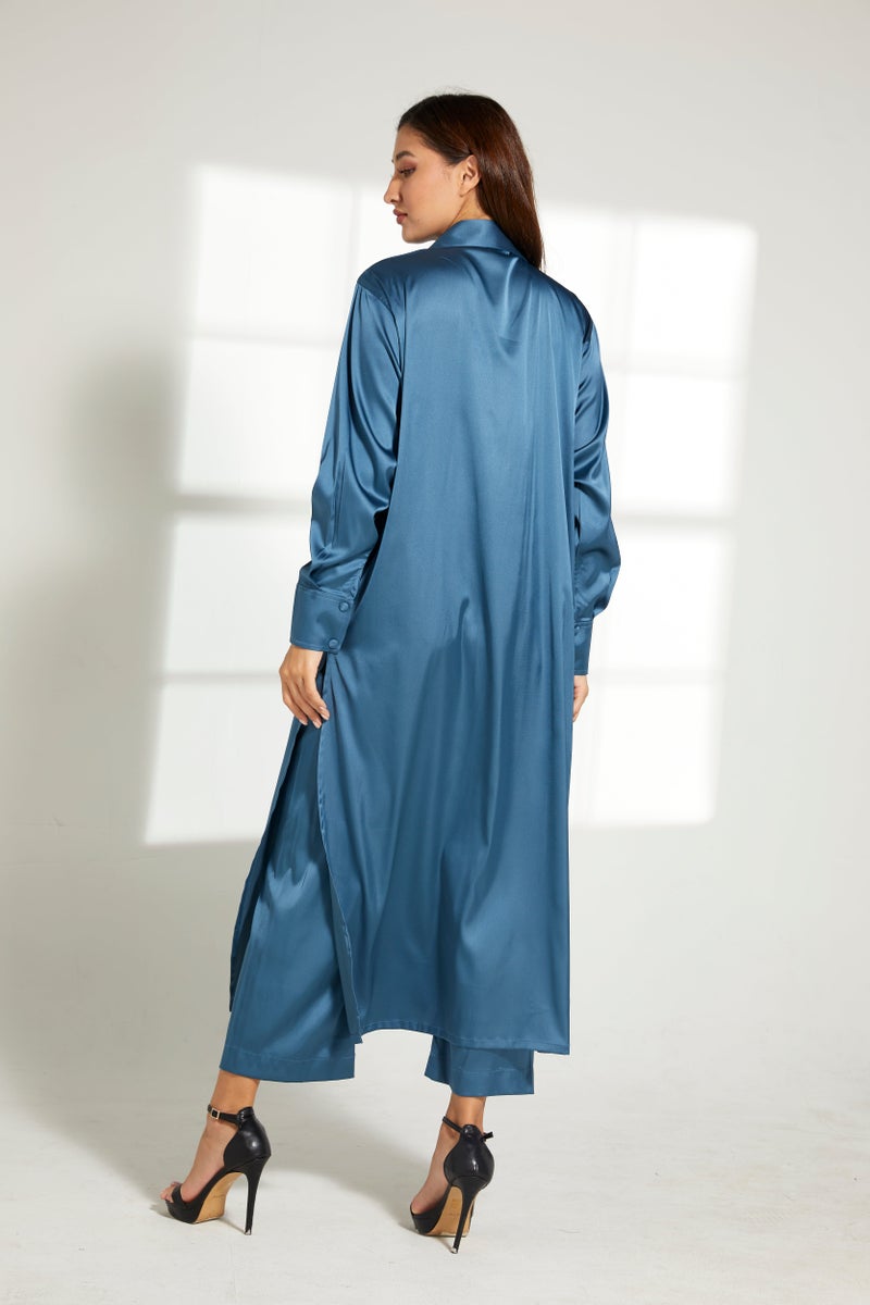 Moistreet Button Down Long Top & Pants Set - Image 3