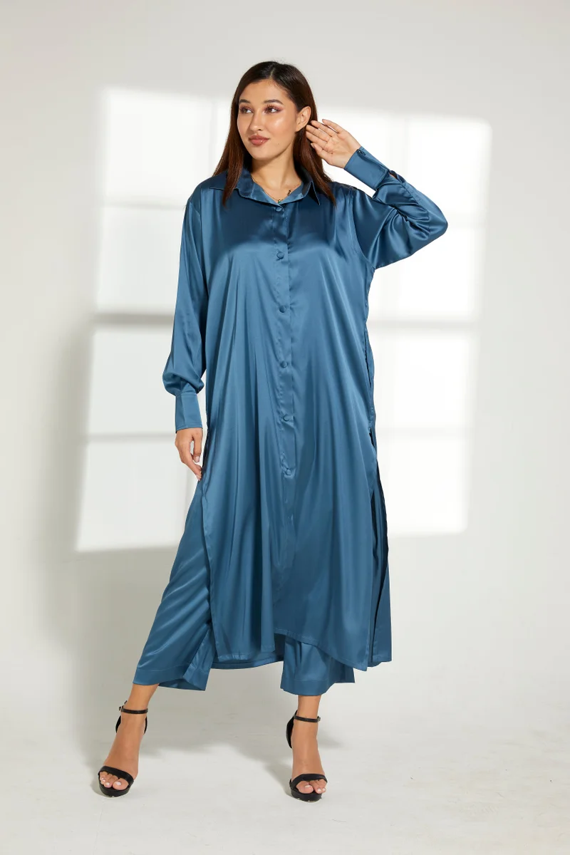 مويستريت طقم بلوزة طويلة بأزرار وسروال