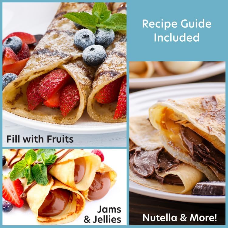 CucinaPro Cordless Crepe Maker- FREE Recipe Guide, NonStick Dipping Plate plus Electric Base & Batter Spatula, Portable Compact Baker, Homemade Morning Breakfast or Dessert Treat, Kitchen Essential - Image 5