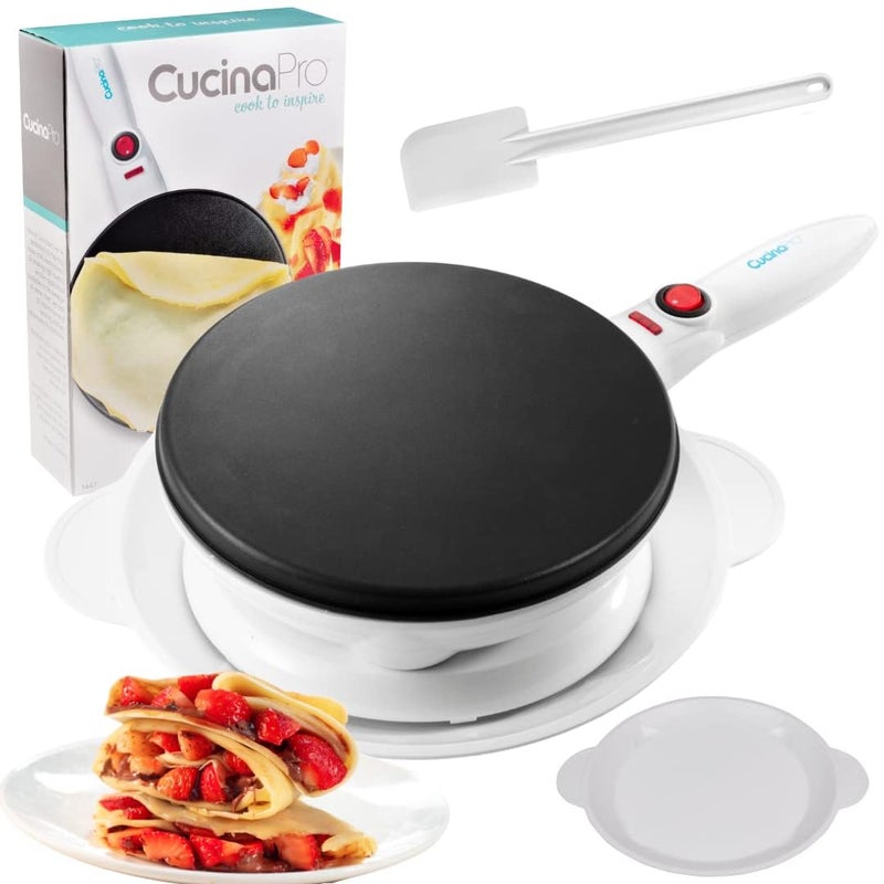 CucinaPro Cordless Crepe Maker- FREE Recipe Guide, NonStick Dipping Plate plus Electric Base & Batter Spatula, Portable Compact Baker, Homemade Morning Breakfast or Dessert Treat, Kitchen Essential - Image 1