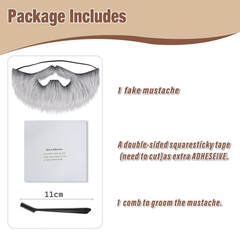 Honcloud Realistic Fake Beard Easy to Wear Great for Outfits and Perfect for Halloween (Silver Gray) - Image 4