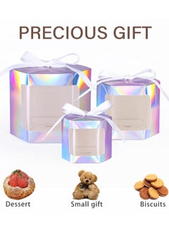 Y&D 12 Pack Laser Gift Boxes with Display Windows Hexagonal Paper Lids Suitable for Giving Crafting Cakes Candy Boxes Wedding Party Birthday  - Image 2