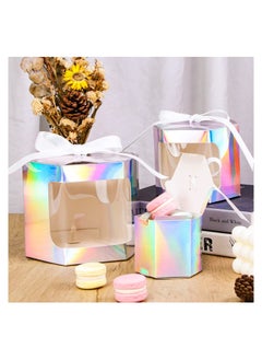 Y&D 12 Pack Laser Gift Boxes with Display Windows Hexagonal Paper Lids Suitable for Giving Crafting Cakes Candy Boxes Wedding Party Birthday  - Image 3