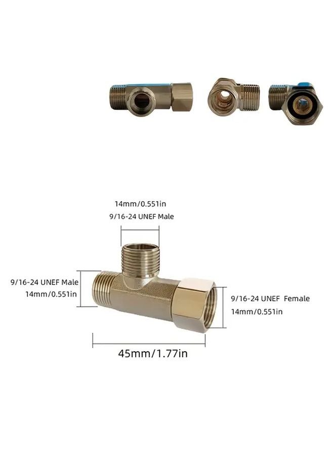 9 16 24 UNEF محول T من النحاس الثقيل سريع التوصيل للأنظمة الهيدروليكية والهوائية - Image 1