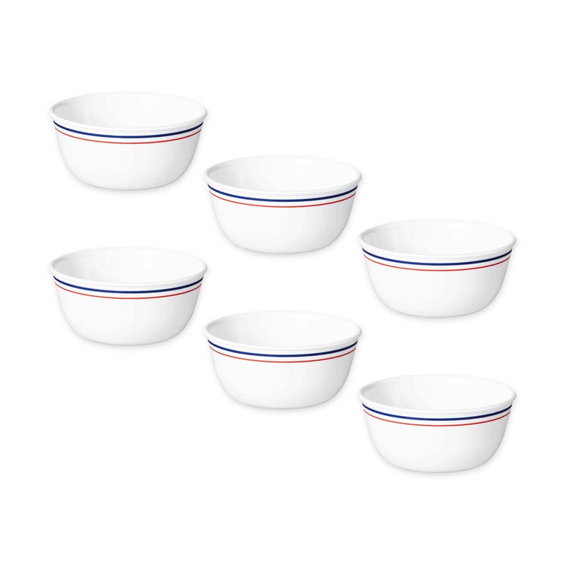 SKOODLE Corelle Livingware Double Ring RedNBlue Pack of 6 177ml KatoriRamekin Dbl Ring RNB 406 - Image 1