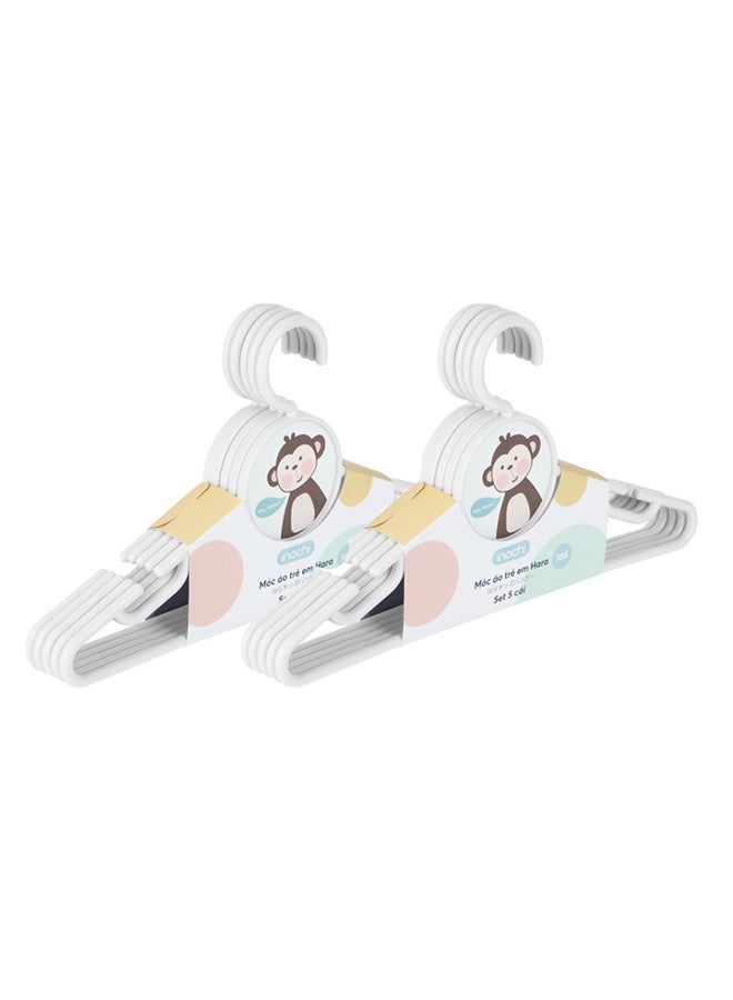 Inochi Hara Baby Cloth Hanger | Kids Hanger for Nursery | Plastic Newborn Coat Hanger | Children Clothes Hangers Nonslip | With Notched Shoulder | Cute Monkey Design | Pack of 10, White - Image 1