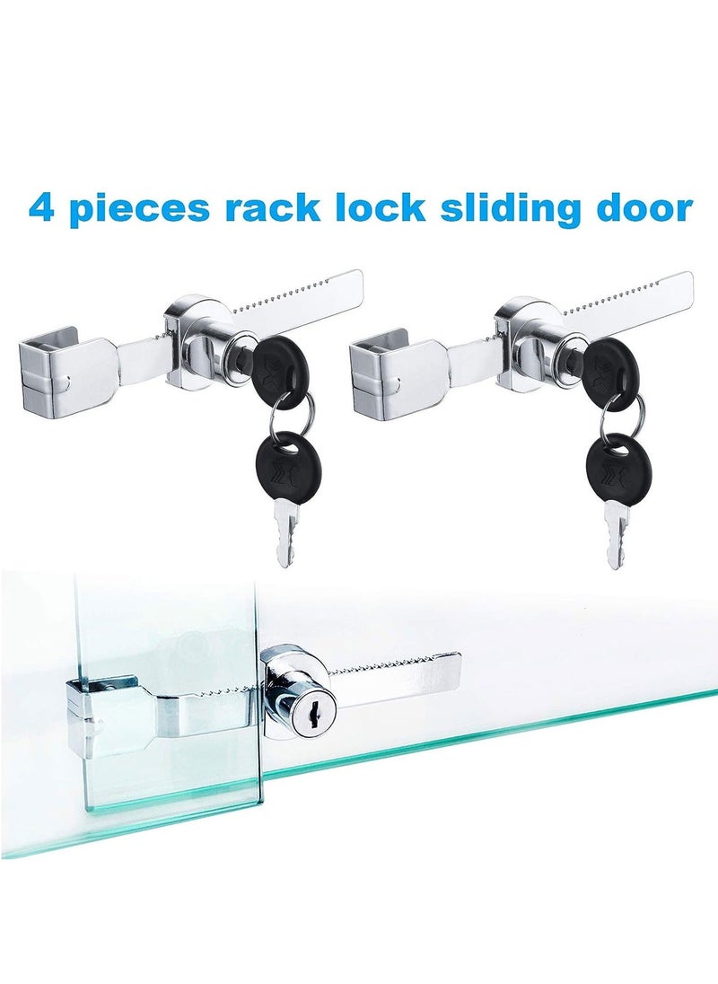Y&D - Glass Showcase Cabinet Locks 4 Set Sliding Door Ratchet Durable Drawer Frame for Display Cupboard Mail Box (with 8 Keys) - Image 1