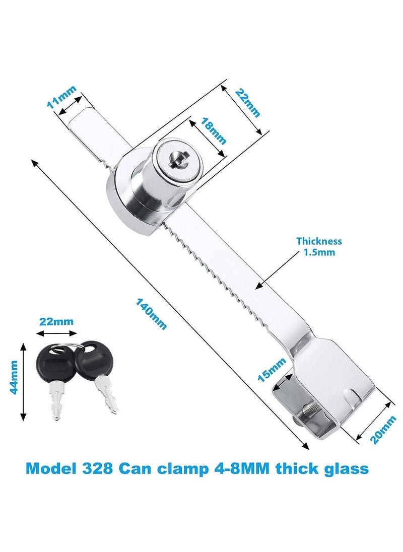 Y&D - Glass Showcase Cabinet Locks 4 Set Sliding Door Ratchet Durable Drawer Frame for Display Cupboard Mail Box (with 8 Keys) - Image 1