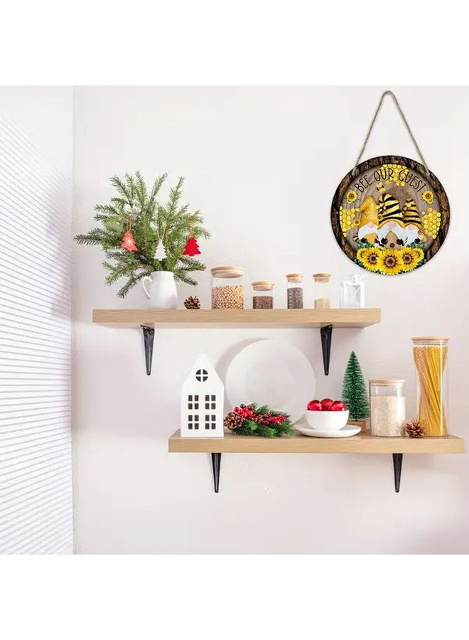 Yellow Wooden Round Plaque Faceless Elderly Figure Holding Honey Harvest Festival Decor - Image 3