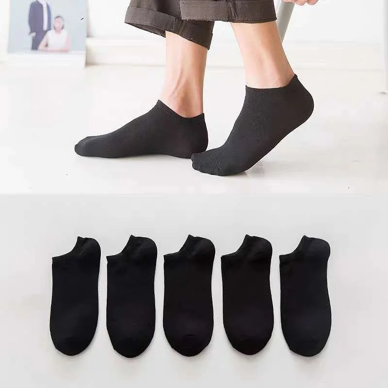 بي جي كي Unisex Summer Booties Socks 5-Piece Extra Comfortable Black