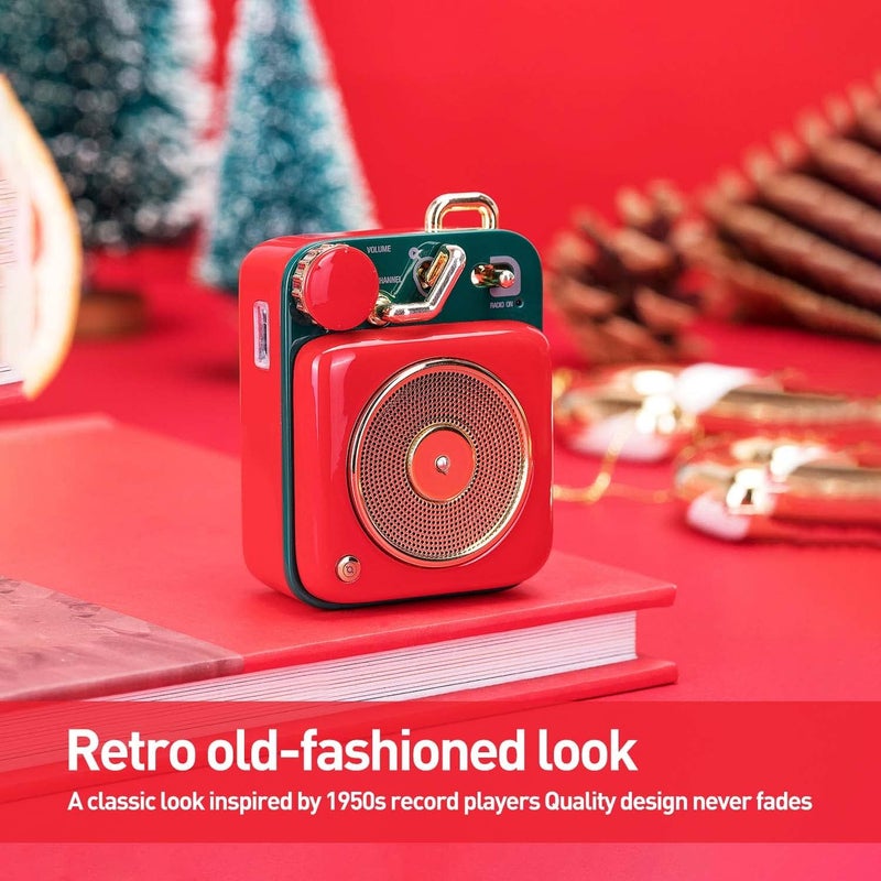 Muzen Mini Bluetooth Speaker, Button Portable Metal Small Cute Wireless Speaker, Rechargeable HiFi Loud Volume Audio Speaker with Portable Lanyard and Gift Box, Classic Retro Decor - Image 4