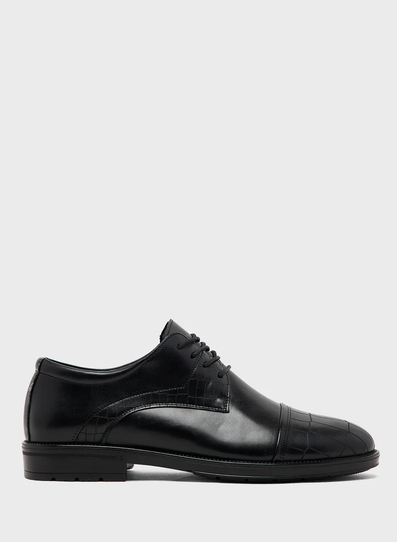 Robert Wood Croc Emboss Detail Formal Lace Ups