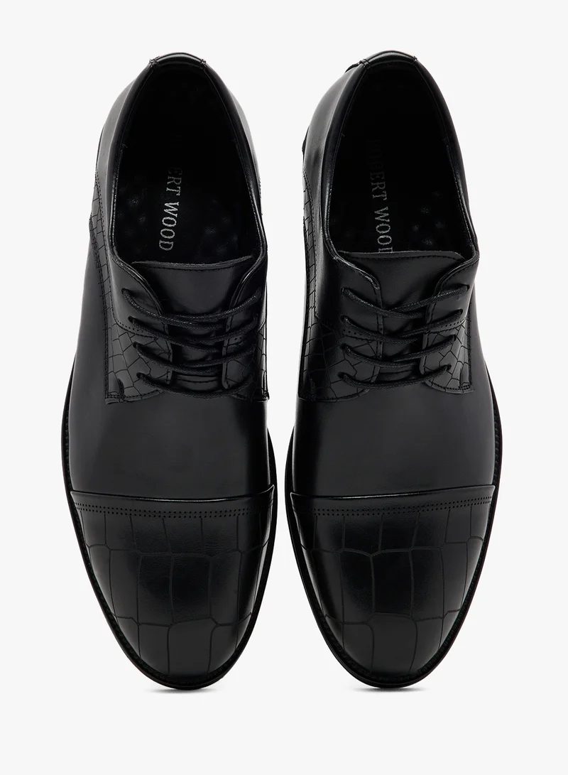 Robert Wood Croc Emboss Detail Formal Lace Ups