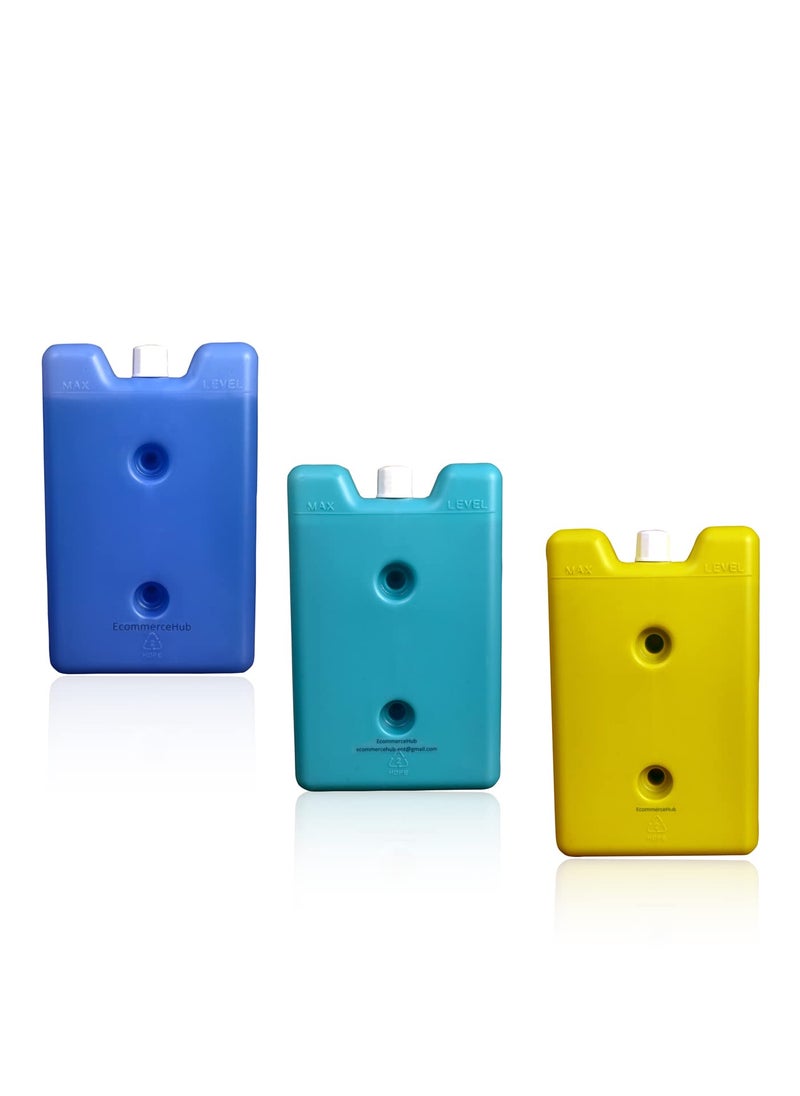 EcommerceHub EcommerceHub Hot Cold Ice Gel Packs Reusable Freezer and Hot Cold Daily Use Pack For Hot cold therapy Bento Lunchbox Cooler Bag for Work School Picnic or Camping Colorful 600 ML Each Pack of 3  - Image 1