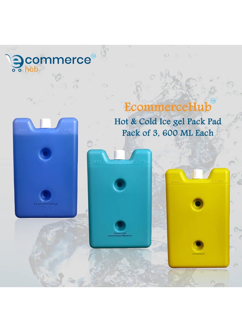 EcommerceHub EcommerceHub Hot Cold Ice Gel Packs Reusable Freezer and Hot Cold Daily Use Pack For Hot cold therapy Bento Lunchbox Cooler Bag for Work School Picnic or Camping Colorful 600 ML Each Pack of 3  - Image 2