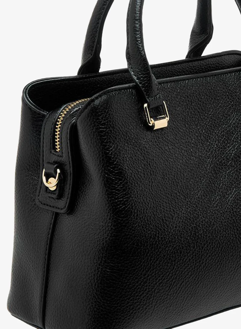 Flora Bella By Shoexpress BLACK Solid Tote Bag with Detachable Strap for Women | Best Price UAE