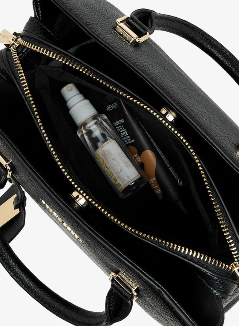 Flora Bella By Shoexpress BLACK Solid Tote Bag with Detachable Strap for Women | Best Price UAE